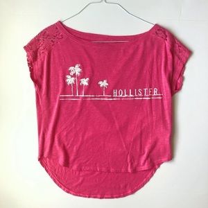 Hollister Pink Lace Logo Top, XS